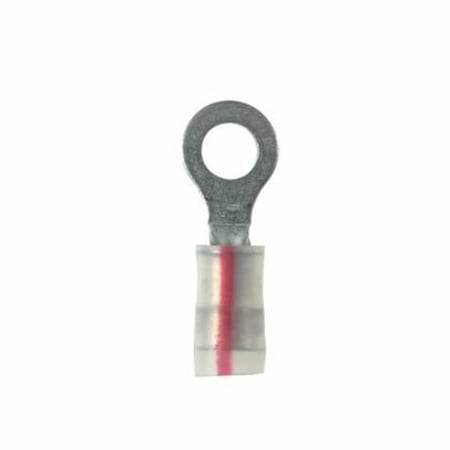 Panduit Ring Terminal, #4 Stud Size, 16 AWG, 600 V, Kynar Insulated, Red, 100 PK PK18-4R-C